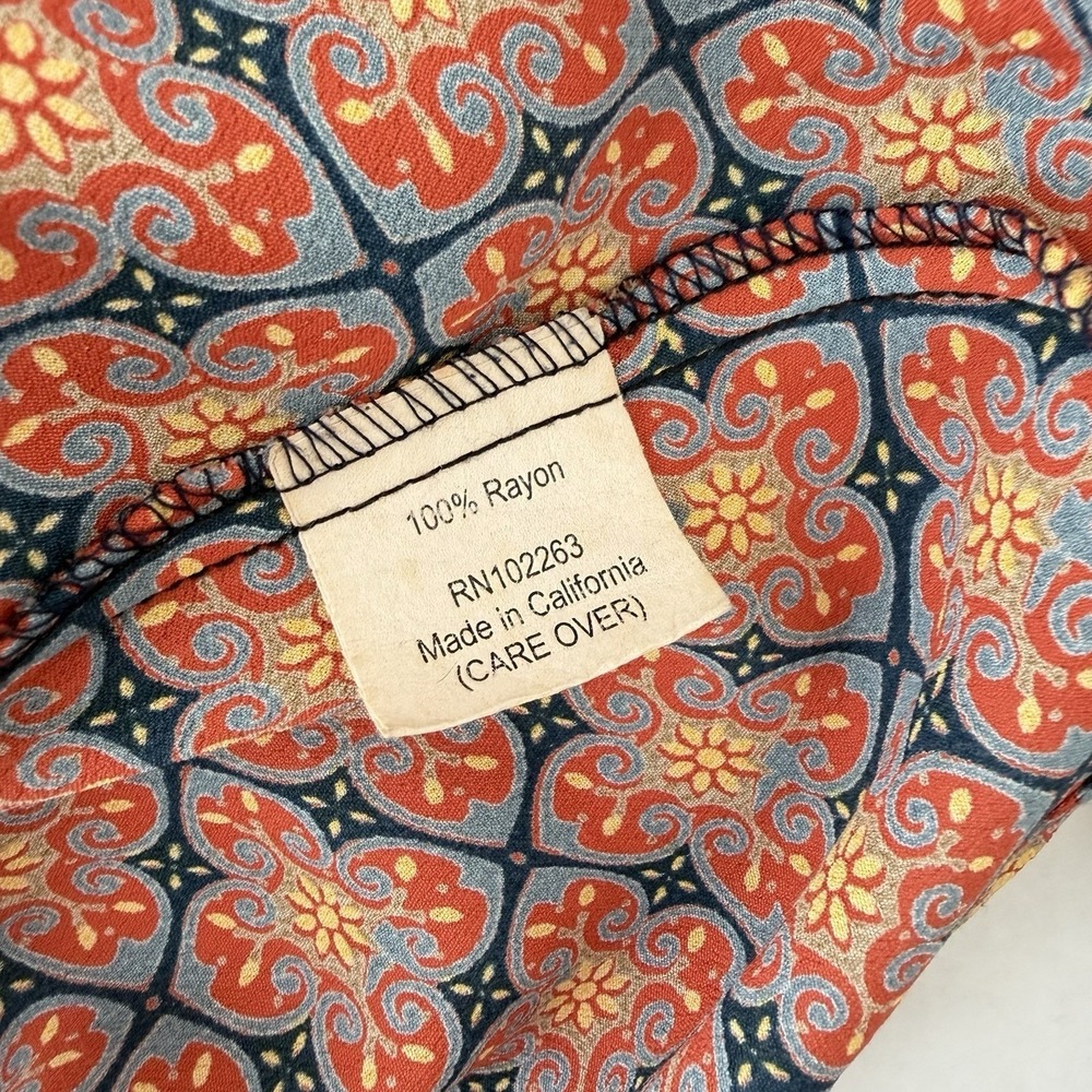 Loco Lindo Vintage Ruffle Blouse Boho Empire Waist S Psychedelic Retro Print - Picture 6 of 9